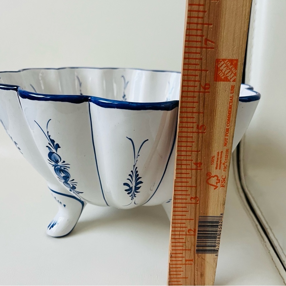 Hand Painted Footed Blue/white Ceramic Bowl Portuguese - Picture 2 of 11
